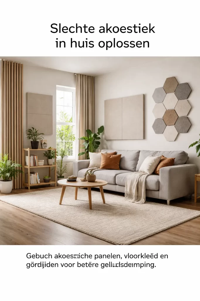 Zachte materialen en akoestische panelen verminderen galm in huis.