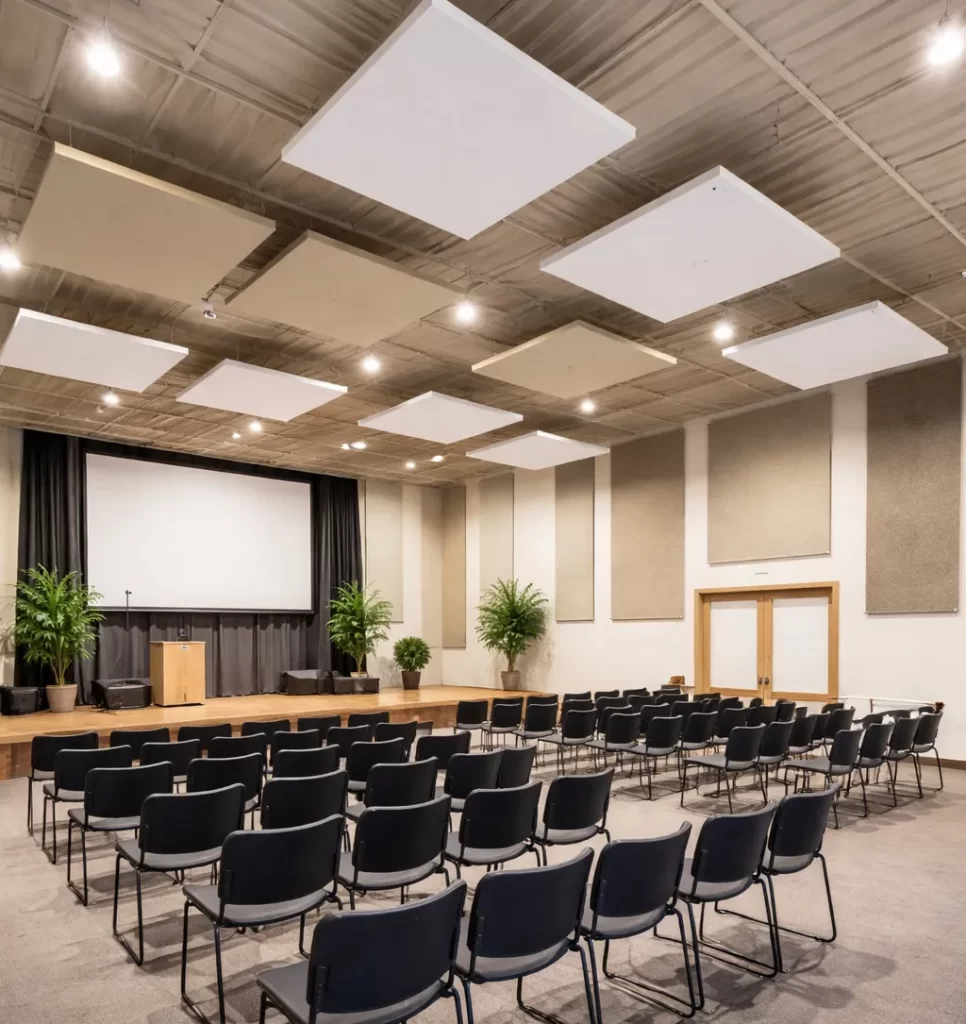 Geluidsdempende panelen voor minder galm.